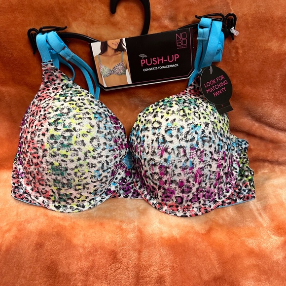 No Boundaries Rainbow Padded Leopard Bra Size 34 DD NWT - Picture 6 of 7